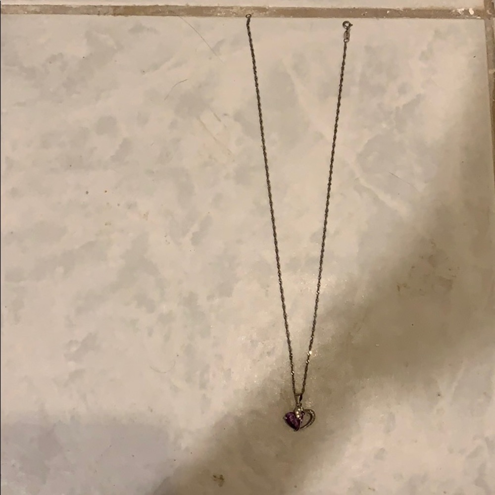 Silver and Purple Heart necklace